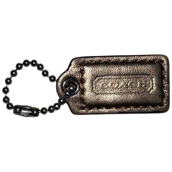 Coach Gold Metallic Leather Hang Tag Bag Charm Keychain Accessory - Picture 4 of 10